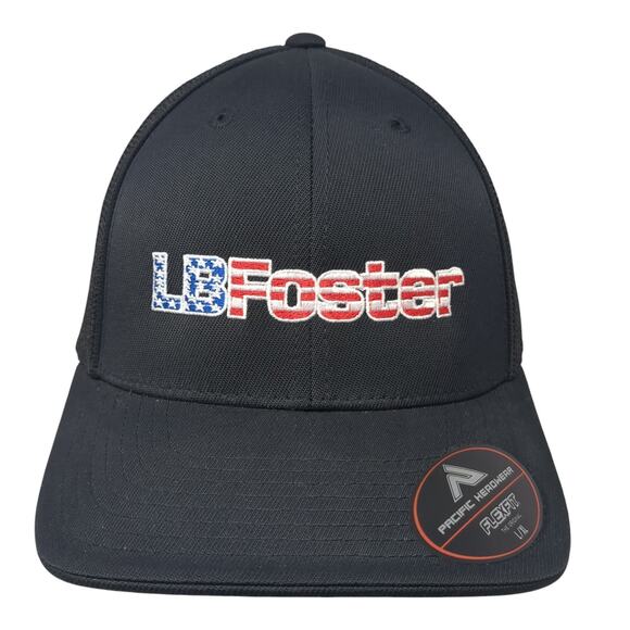LB Foster Fitted Trucker Hat Black 8 Lightweight Mesh Back Pacific Headwear - Picture 1 of 10
